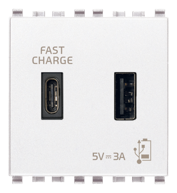 Vimar Eikon - USB-A+C Voedingseenheid 5V 3A 2M (Wit)