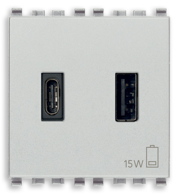 Vimar Eikon - USB-A+C Voedingseenheid 5V 3A 2M (Next)