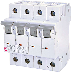 ETI Etimat 6 - Disjoncteur C 3p+N 6kA 25A