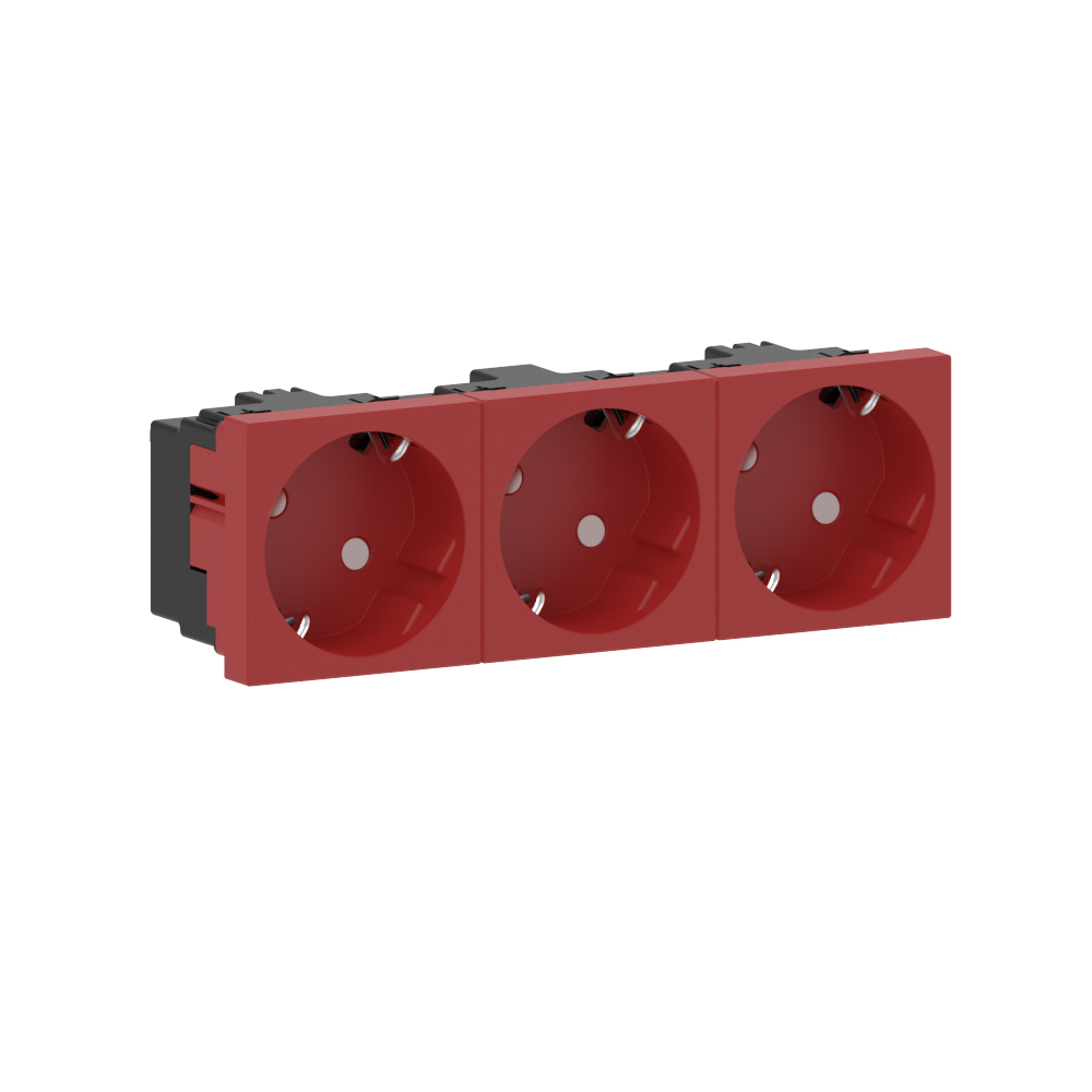 GGK M45 SCHUKO stopc., 3-v, schuin, rood - VPE=10