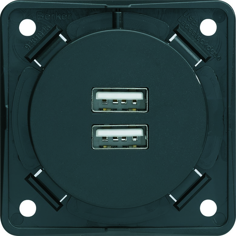 Berker Integro Flow - Prise USB 230V (Anthracite mat)