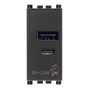 Vimar Arké - USB-A Voedingseenheid 5V 2,4A 1M (Grijs)