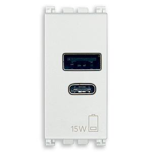 Vimar Arké - USB A+C Voedingsunit 1M 15W 5V (wit)