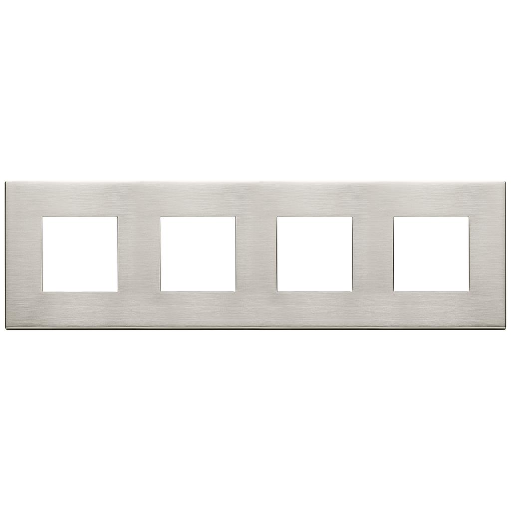Vimar Eikon Exé - Plaque de recouvrement 8M - 2+2+2+2x71 (Métal brossé - Nickel)
