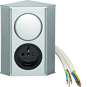 Berker Integro Twin-Box (Galvanisé, chrome mat) - 1 prise à broche de terre (Noir mat) + 1 interrupteur (Chrome mat) - UE=20
