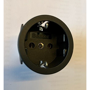 Berker Integro - Prise à encastrer schuko SNAP IN avec enjoliveur, ø50mm, EM=1,5mm (Noir mat) - UE=200