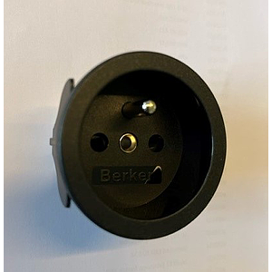 Berker Integro - Prise à encastrer avec broche de terre, ø50mm, EM=0,6-1,5mm (Noir mat) - UE=200