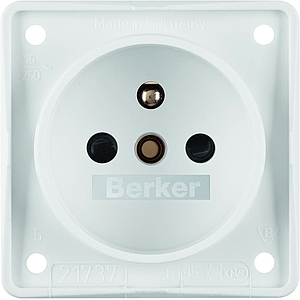 Berker Integro - Prise avec broche de terre et sécurité enfant (Blanc polaire mat) - UE=10