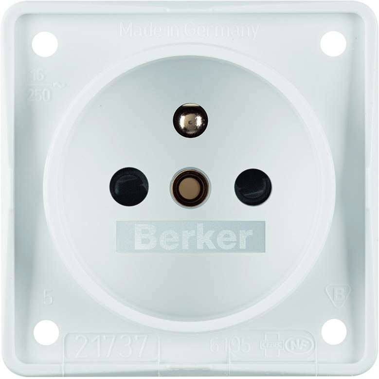 Berker Integro - Penaarde stopcontact met contactbeveiliging (Mat polarwit) - VPE=10